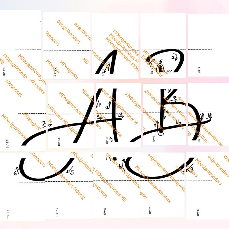 Range In Cursive Letters 4 Sizes Uppercase & Lowercases Letters Knitted Wire Art Template With ...