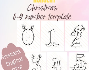 Christmas Numbers knitted wire art template with guiding arrows, printable wire art number for Christmas Advent Calendar, wire pattern print