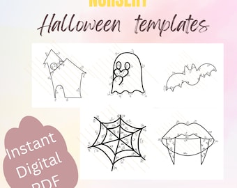 13 Halloween knitted wire art template with guiding arrows, printable wire art halloween pattern, cute wire pattern print