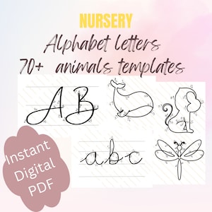 Letras superiores e inferiores e modelo de arte de arame de malha de 70 animais com setas orientadoras, padrão de alfabeto de arte de arame imprimível, impressão de padrão de arame