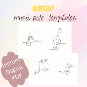 Modèle d'art en fil tricoté de note de musique avec flèches de guidage, signe de musique d'art en fil imprimable, impression de motif en fil de fer image 1