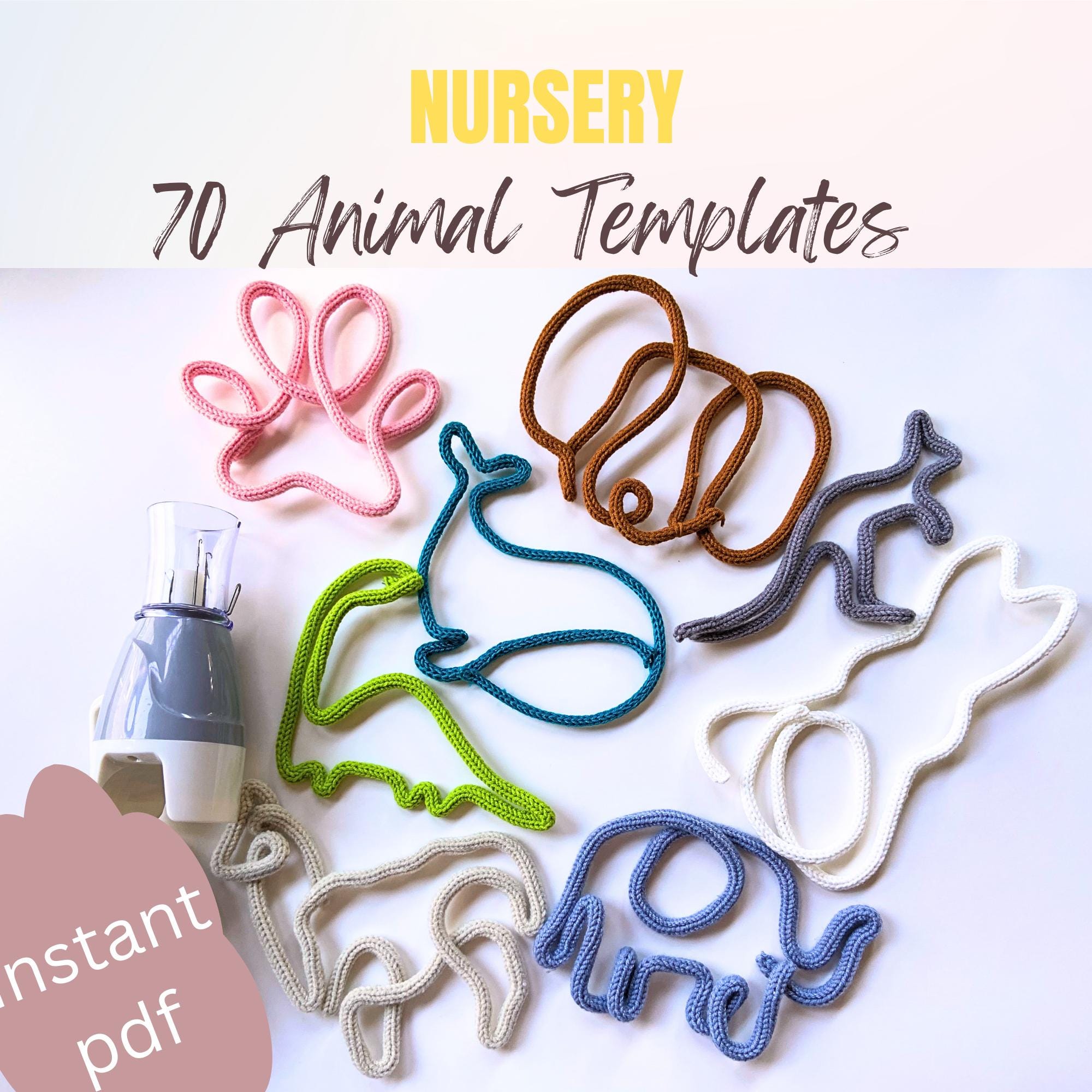 70+ knitted wire art templates with guiding arrows, printable wire art pattern, wire bending animal patterns, wire art template bundle