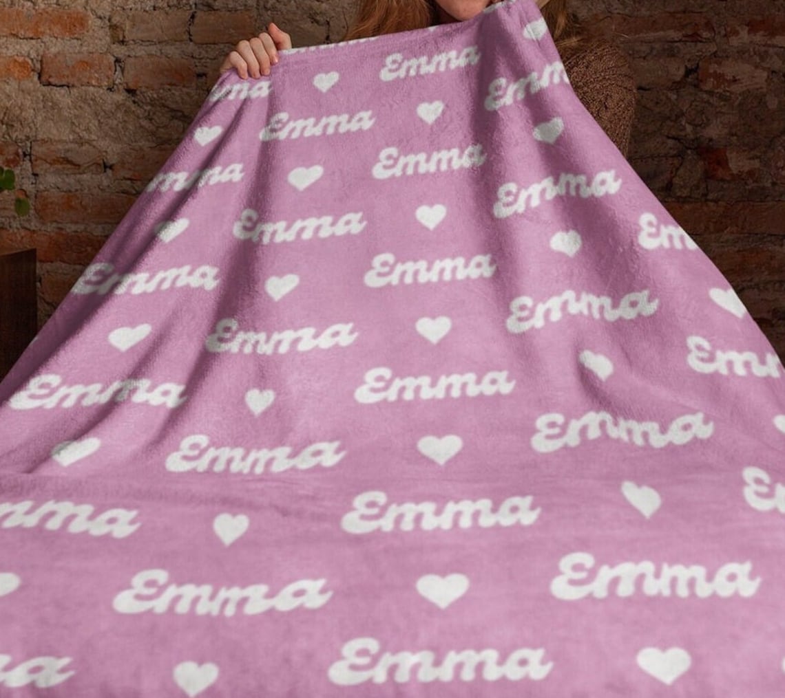 Personalized Plush Minky Blanket Kids Name Blanket Toddler Name Blanket