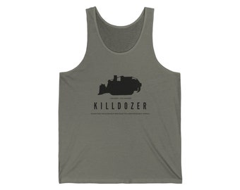 Killdozer Bella+Canvas 3480 Unisex Jersey Tank, Killdozer, Granby, Colorado history, Colorado shirt, tread on them,  don't tread on me