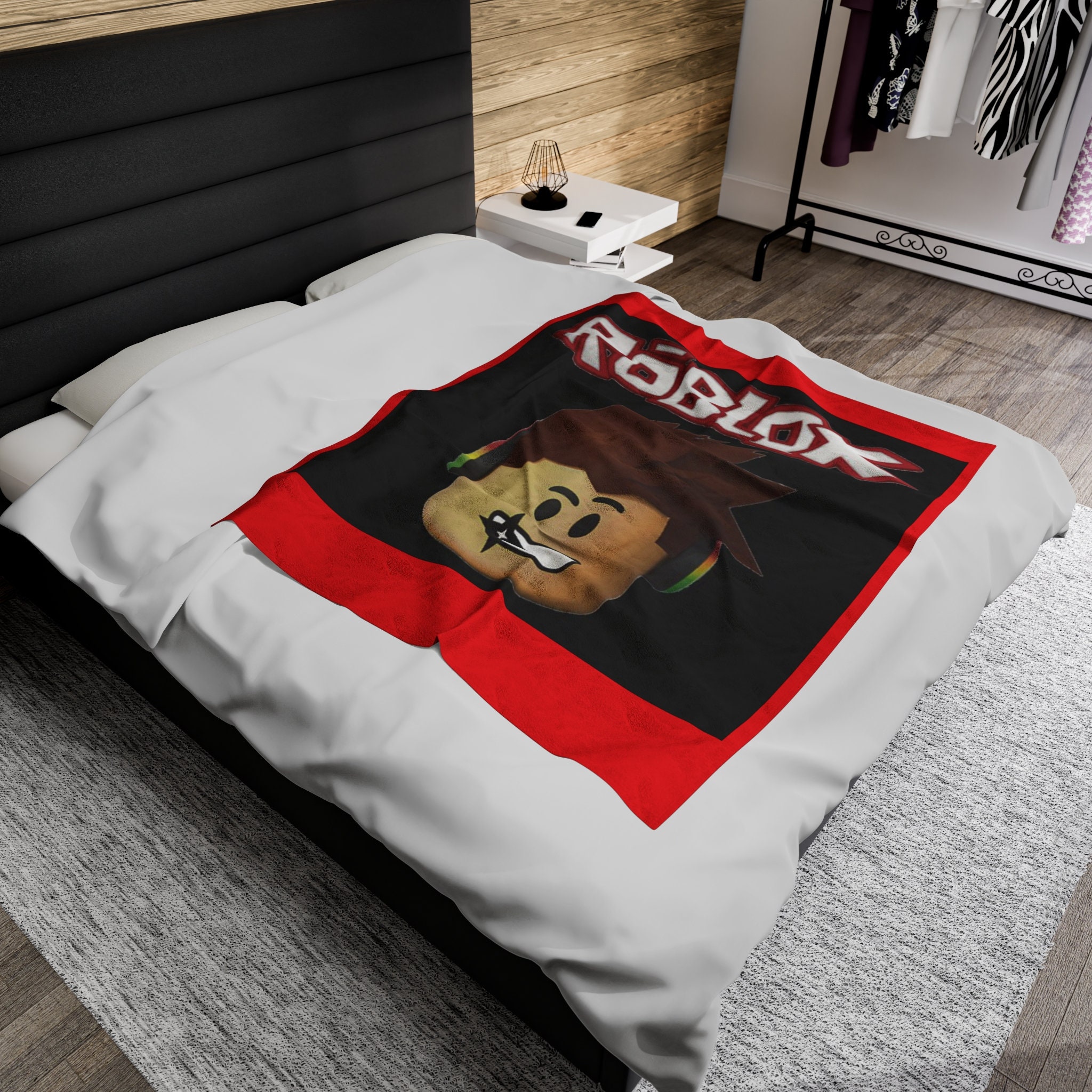 Velveteen Plush Blanket Blanket ROBLOX Funny For Boy Roblox Red Game Il R68u 