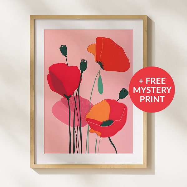 Colorful Bright Poppy Art Print | Perfect for dining room, bedroom, or living room