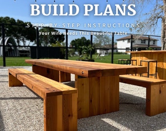 Outdoor Table Indoor Table Pool Table Porch Table Dining Room Table Farm Table and Bench DIY Plans Build Plans Farm House Farm House Table