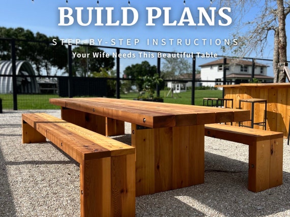 Outdoor Table Indoor Table Pool Table Porch Table Dining Room Table Farm Table and Bench DIY Plans Build Plans Farm House Farm House Table