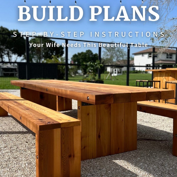 Outdoor Table Indoor Table Pool Table Porch Table Dining Room Table Farm Table and Bench DIY Plans Build Plans Farm House Farm House Table