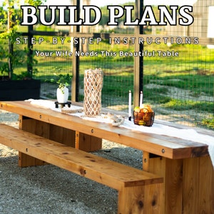Farm House Table Benches Outdoor or Indoor Table Ranch Table Exterior Table Backyard Table Family Table Long Table Custom Table