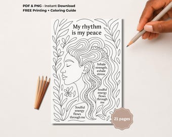 Black Women Affirmation Coloring Pages | Self Love and Healing Printable & Digital (21 Pages)
