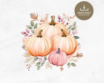 Kommerzielle Nutzung | Rosa Kürbis Clip Art | Kürbis Clipart | Herbst Herbst Blumenblätter | Transparenter Hintergrund | Herbst Kaffeebecher Clipart