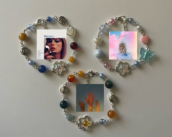 Bracelets inspirés de l'album boygenius/Taylor Swift (Midnights, Lover, le disque)