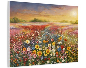 Flower power field art on canvas - free delivery to US
