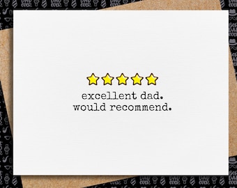 funny father's day card | five star excellent dad | father's day gift | happy father's day card | humorous card