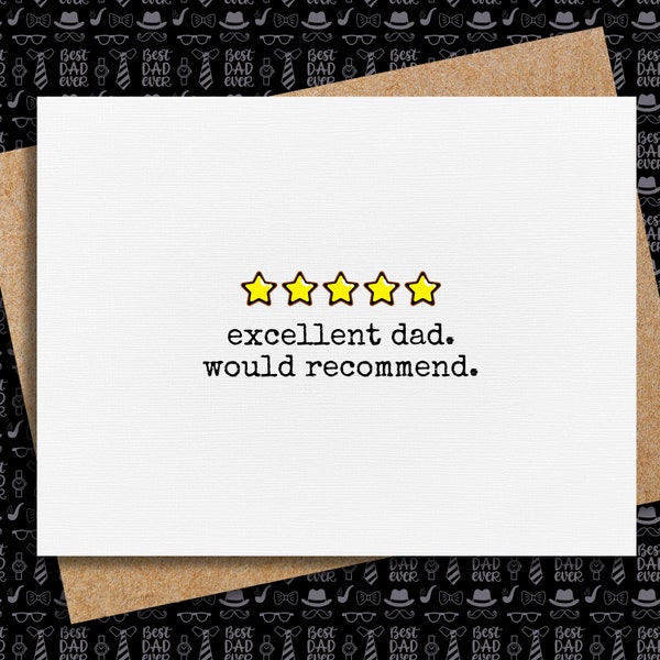 funny father's day card | five star excellent dad | father's day gift | happy father's day card | humorous card