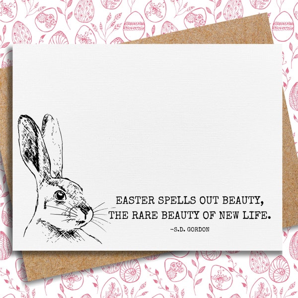 easter card | easter spells out beauty | easter quote | easter card for her | inspirational easter card | pretty cards | rabbit