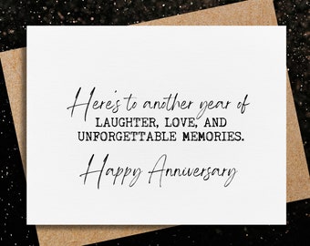 anniversary card for husband or wife | here's to another year of laughter, love, and unforgettable memories | romantic anniversary card