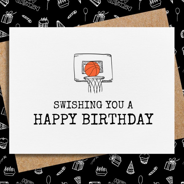 basketball birthday card for son | swishing you a happy birthday | birthday card for basketball fan | card for boyfriend | basketball pun