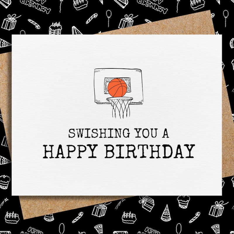 Basketball Happy Birthday Card Etsy