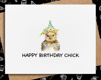 funny birthday card for her | happy birthday chick card for friend | birthday card for chicken lover