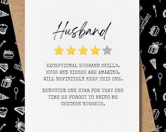 anniversary card for husband | funny anniversary card | 4 star husband | exceptional husband | sarcastic cards | birthday card for husband