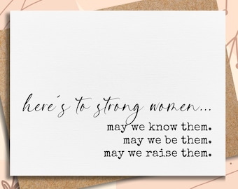 international women's day card | here's to strong women | feminism card | womans day | encouragement | strong woman | womens day gift