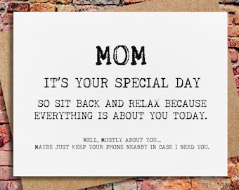 funny birthday card for mom | it's your special day | card for mom | card from daughter | mother daughter | funny mother's day card