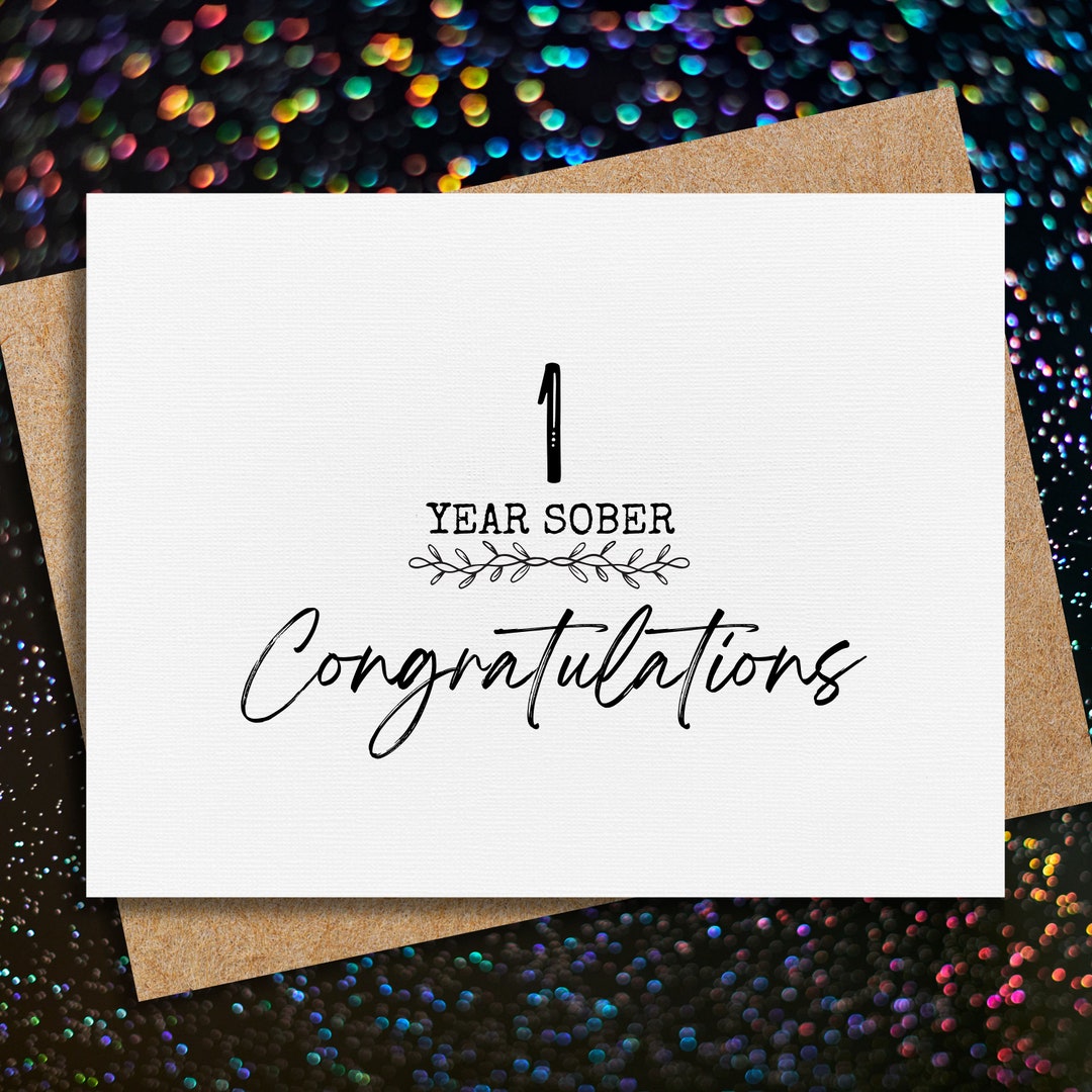 1 Year Sobriety Card | 1 Year Sober | Soberversary Card | Addiction ...