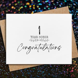 1 year sobriety card | 1 year sober | soberversary card | addiction recovery | for him | for her | sobriety gift | sober card