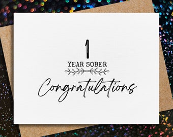 1 year sobriety card | 1 year sober | soberversary card | addiction recovery | for him | for her | sobriety gift | sober card