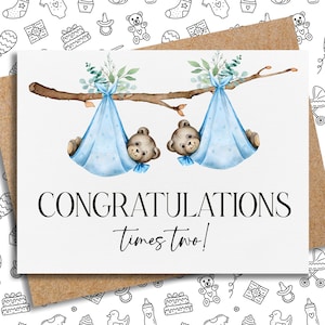 congratulations twin boys card | new baby twins card | newborn baby twins card | welcome baby card | welcome baby twins card