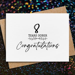 8 year sobriety card | 8 years sober | soberversary card | addiction recovery | for him | for her | sobriety gift | sober card