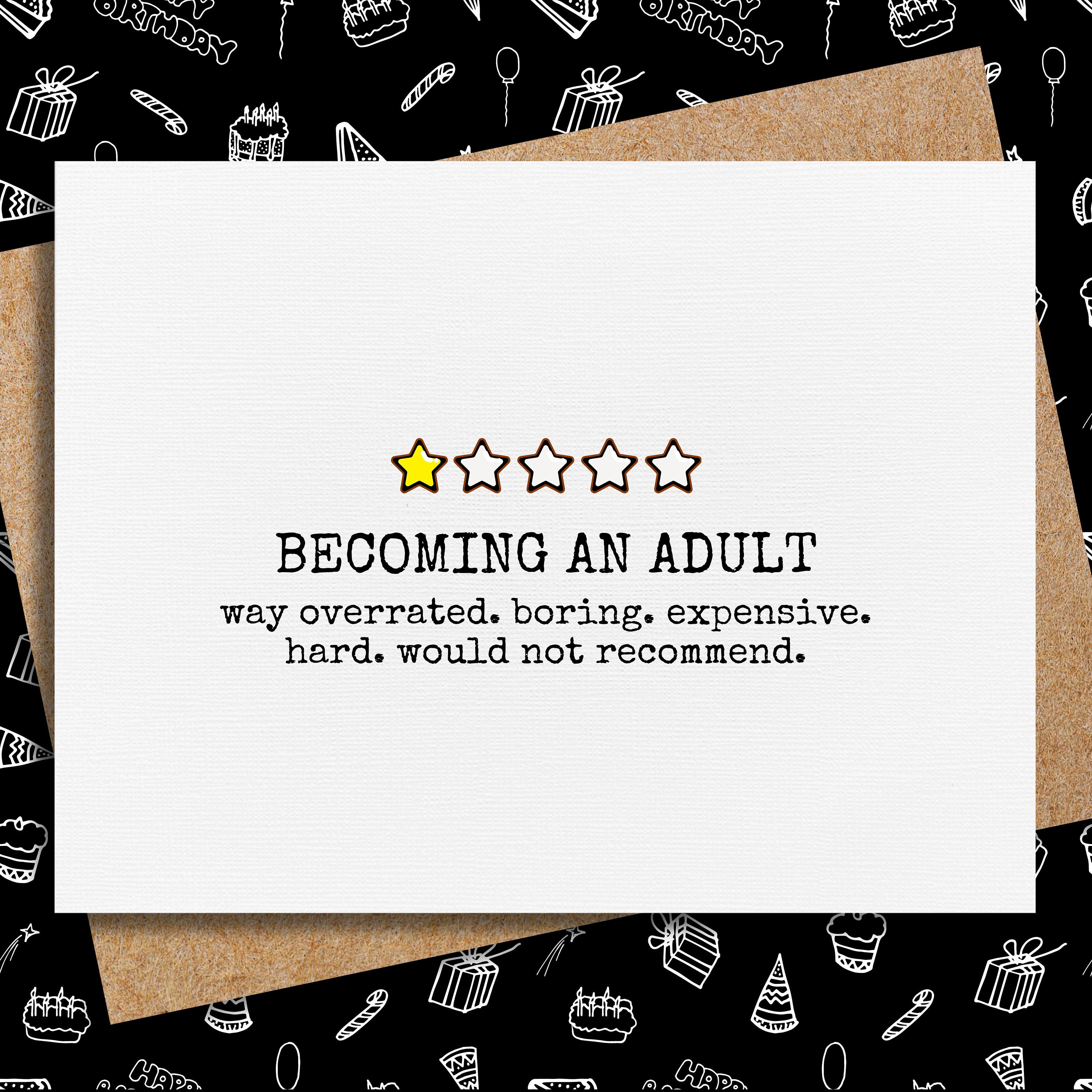 18th birthday card | becoming an adult | funny birthday card for her | for him | 18th birthday gift | milestone birthday | 1-star birthday