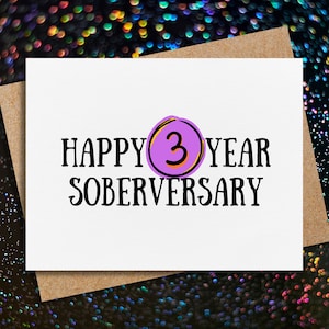 soberversary card | sobriety card | 3 year soberversary | three years sober | sober milestone gift | recovery card | staying clean
