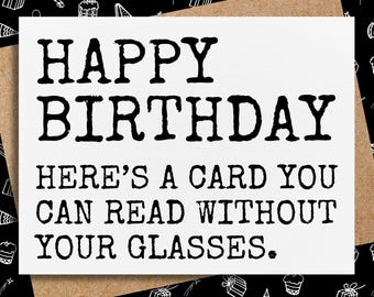 funny birthday card for grandpa | here's a card you can read without your glasses | hilarious greeting card | birthday card for dad