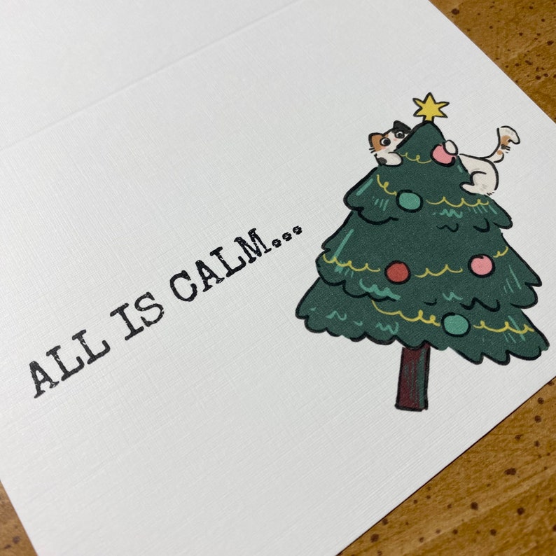 Funny Holiday Card, Cute Cat Christmas Card, All is Calm - Etsy