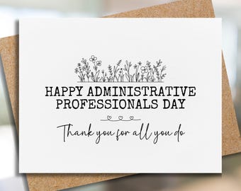 happy administrative professionals day card | admin assistant day | thank you for all you do