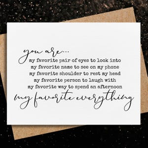 anniversary card for her | card for husband | you are my favorite everything | engagement card | you are my everything | love cards