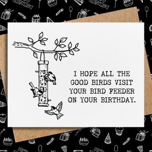 funny birthday card for mom or dad | birthday card for bird watcher | bird feeder card | birdfeeder card