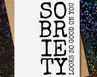 sobriety card for alcohol or addiction recovery | soberversary card