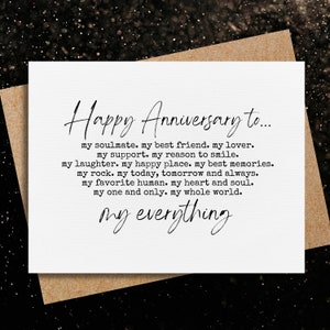anniversary card for husband | for wife | my everything | happy anniversary | boyfriend | girlfriend | soulmate | favorite human