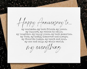 anniversary card for husband | for wife | my everything | happy anniversary | boyfriend | girlfriend | soulmate | favorite human