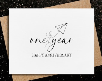 1 year anniversary card, anniversary card for boyfriend, for girlfriend, anniversary card for husband, for wife, 1st anniversary card, paper