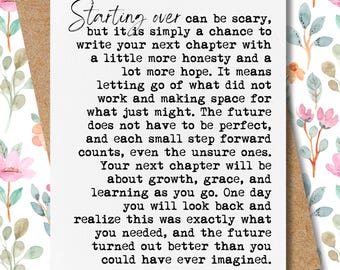 encouragement and support card | starting over after divorce or loss | new beginnings