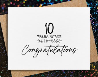 10 year sobriety card | 10 years sober | soberversary card | addiction recovery | for him | for her | sobriety gift | sober card