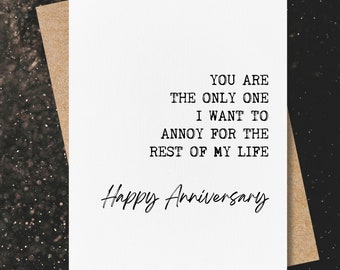 anniversary card for husband | funny anniversary card | you are the only one | wife | boyfriend | girlfriend | sarcastic cards