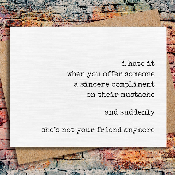 funny card for friend | menopause humor | card for her | mustache | getting old card | hormonal | over 50