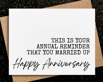 funny anniversary card for husband | annual reminder that you married up | wedding anniversary