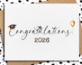 Tarjeta de graduación 2026 / regalo de graduación / tarjeta de felicitación para graduado / hija / hijo / escuela secundaria / universidad